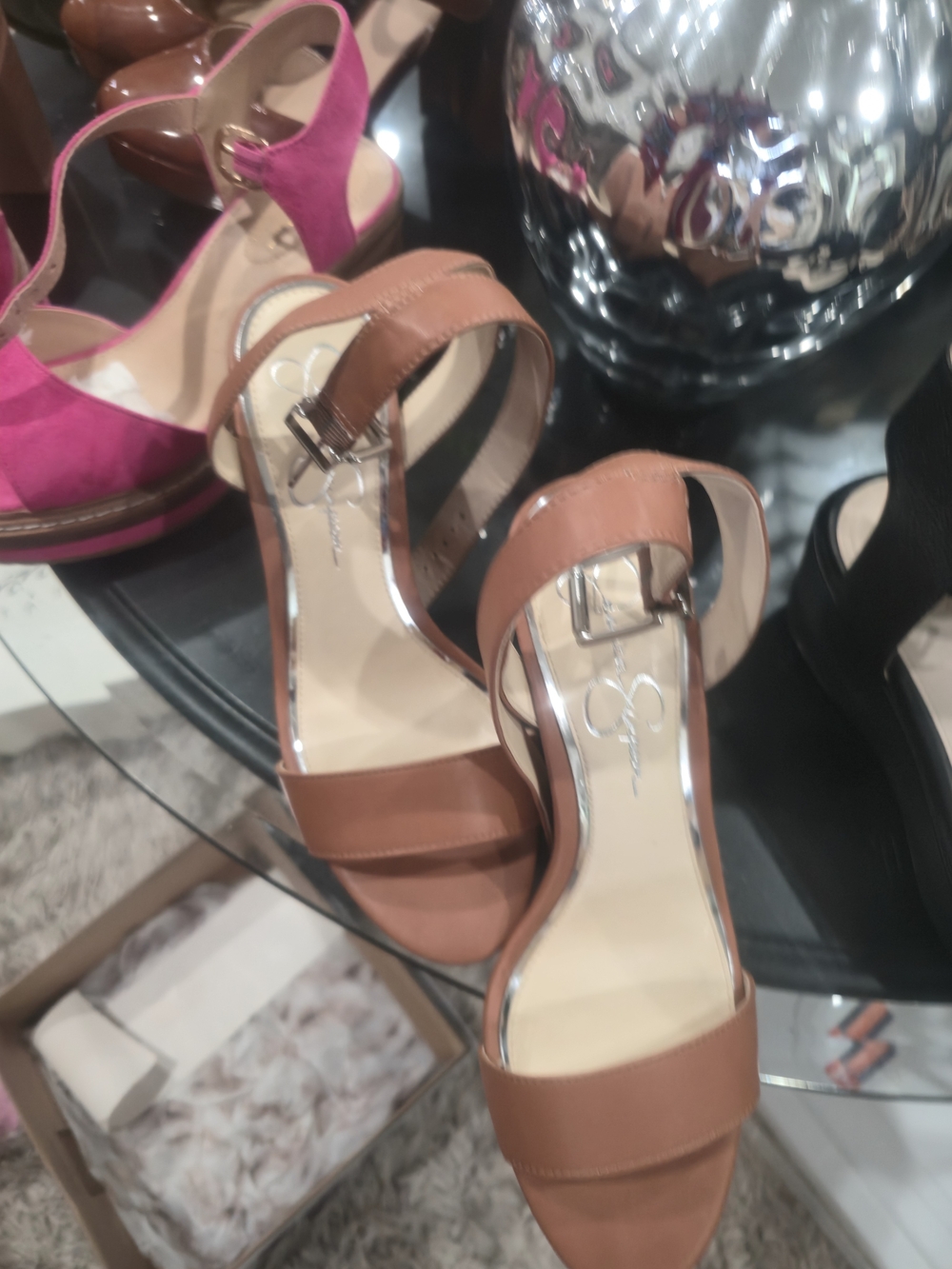 Jessica Simpson Brown Open-Toe Ankle Strap Heels